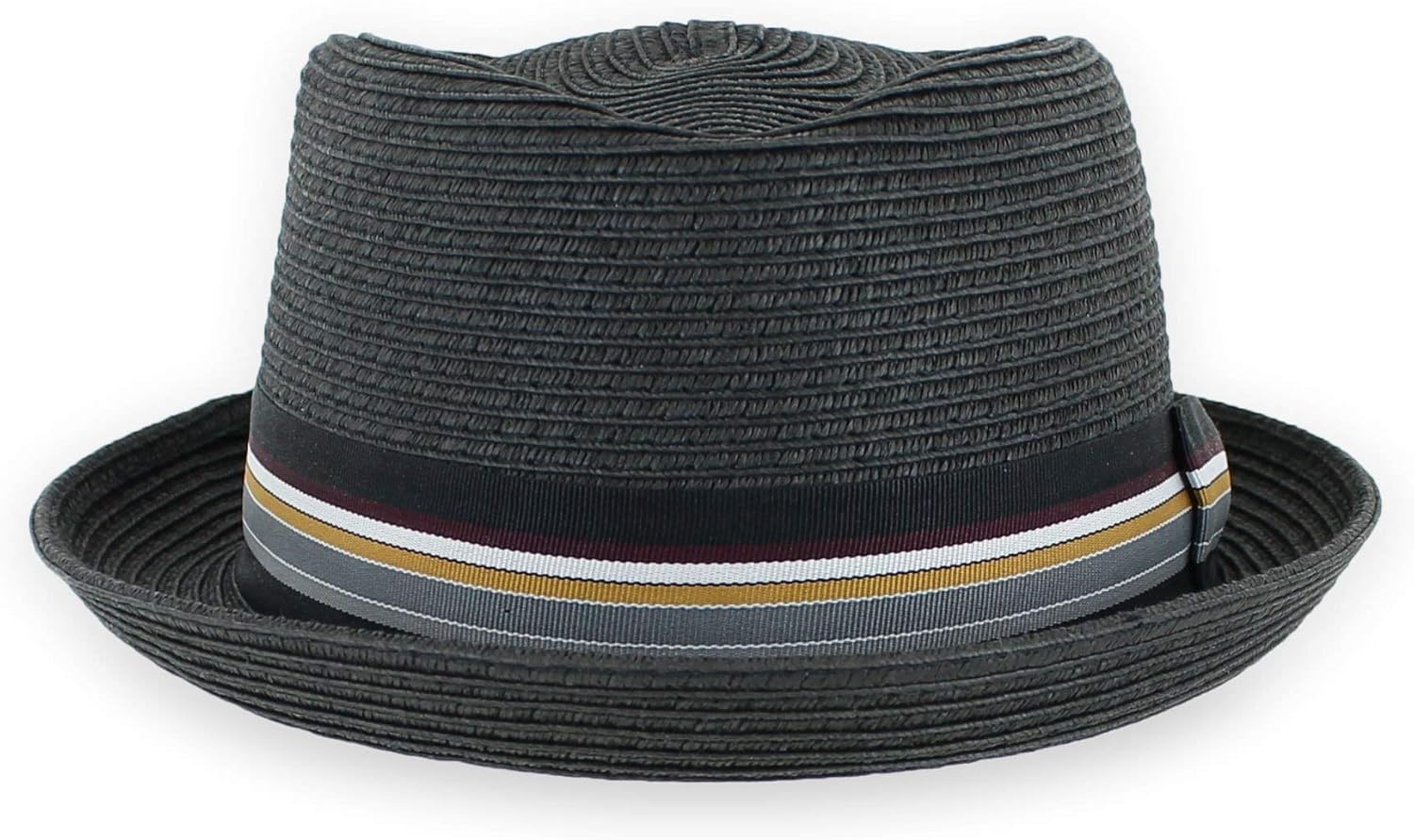 Belfry Men/Women Summer Straw Pork Pie Trilby Fedora Hat in Blue, Tan, Black (Black, Large)