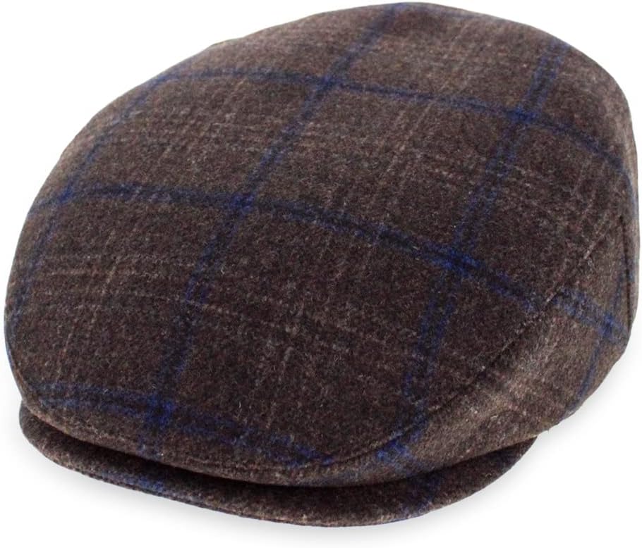 Belfry Wool Blend Tweed Flat Caps Mens Womens 5 Colors (Large, KayneBrown)