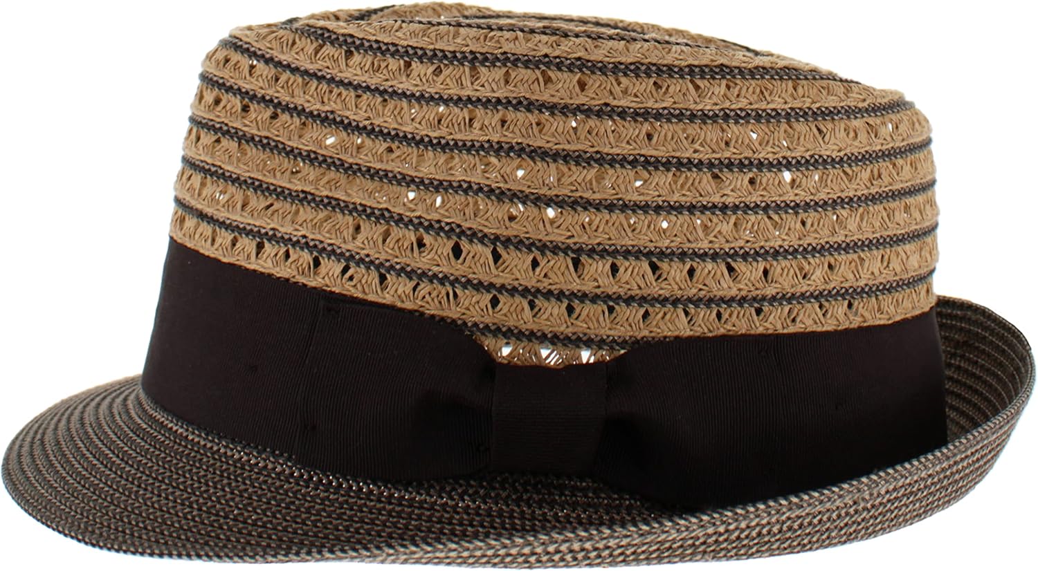 Belfry Men Women Summer Straw Trilby Fedora Hat in Blue Tan Black (AustinBrwn, XXLarge)