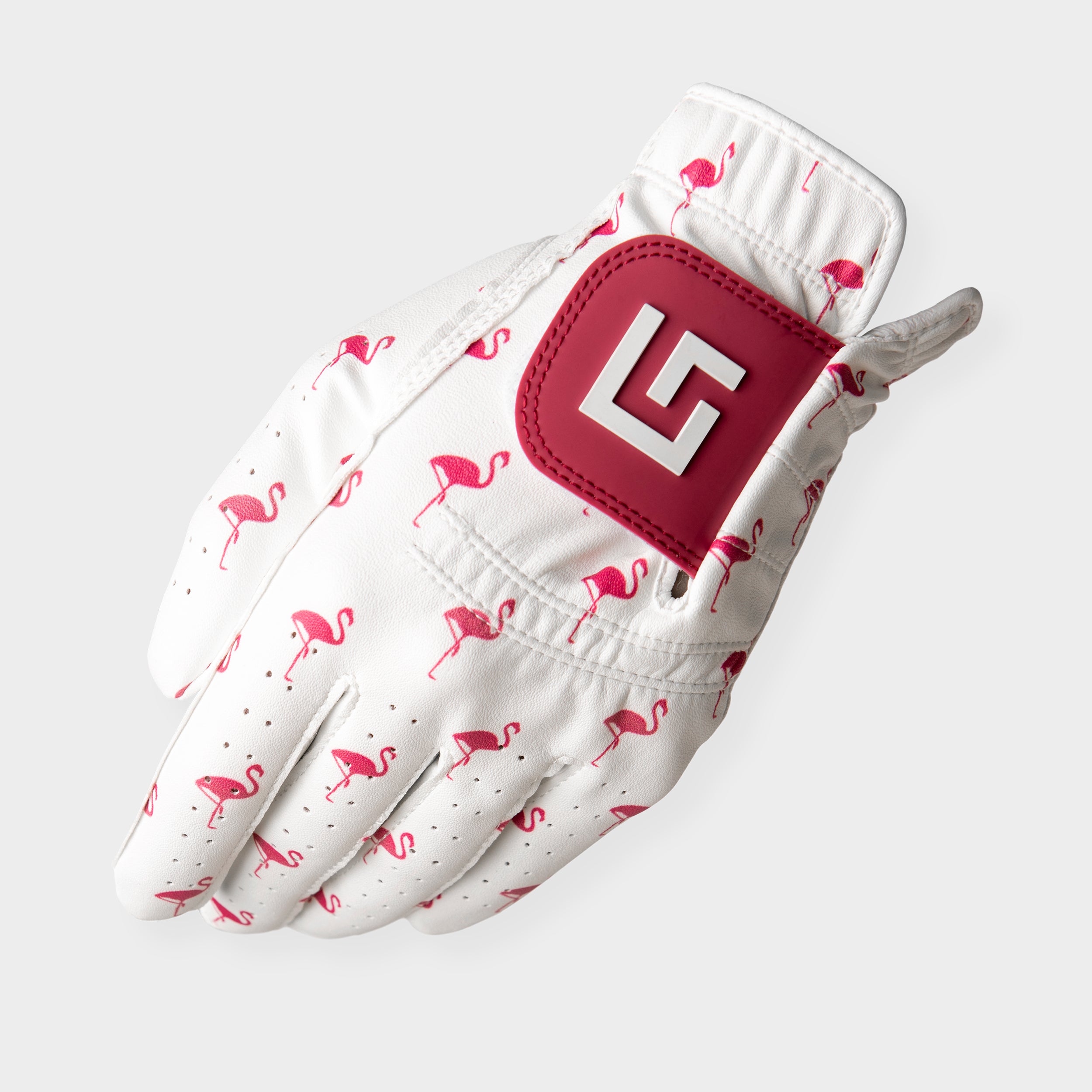 Uther Men’s Dura Golf Glove – Durable, Comfortable, Tailored Fit with Zip Pouch - Men's Left (for Right Handed Golfers), Small Size, Flamingo Print